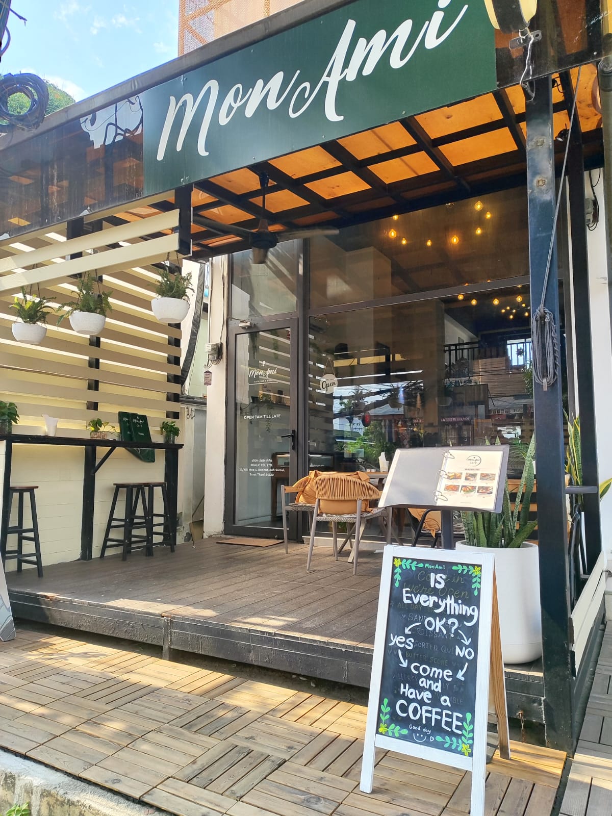 MonAmi Cafe entrance in Bangrak near Bangrak Pier Koh Samui